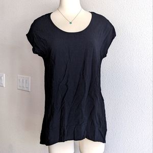 Merona (Target brand) Black Top / Blouse Rounded Neck Long